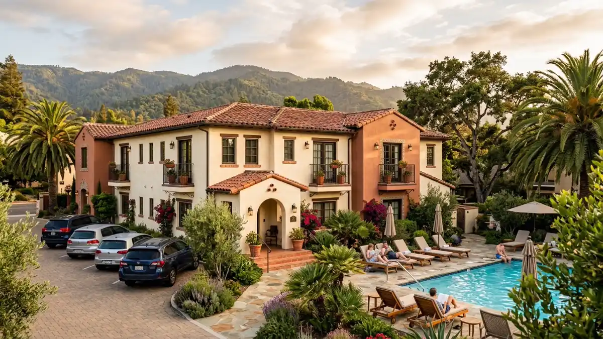Hotels and accommodation options near mapped restrooms in Los Gatos, California