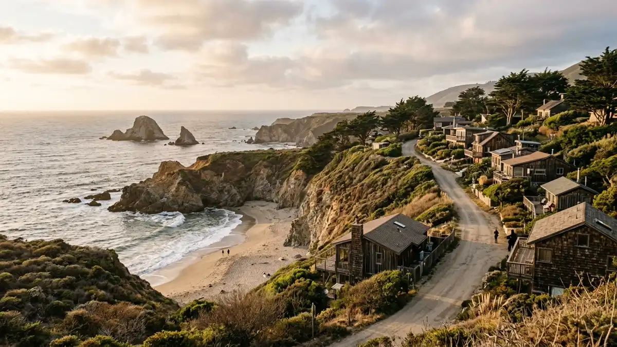 Public restroom locations mapped in Martins Beach, California — 4 facilities across the city