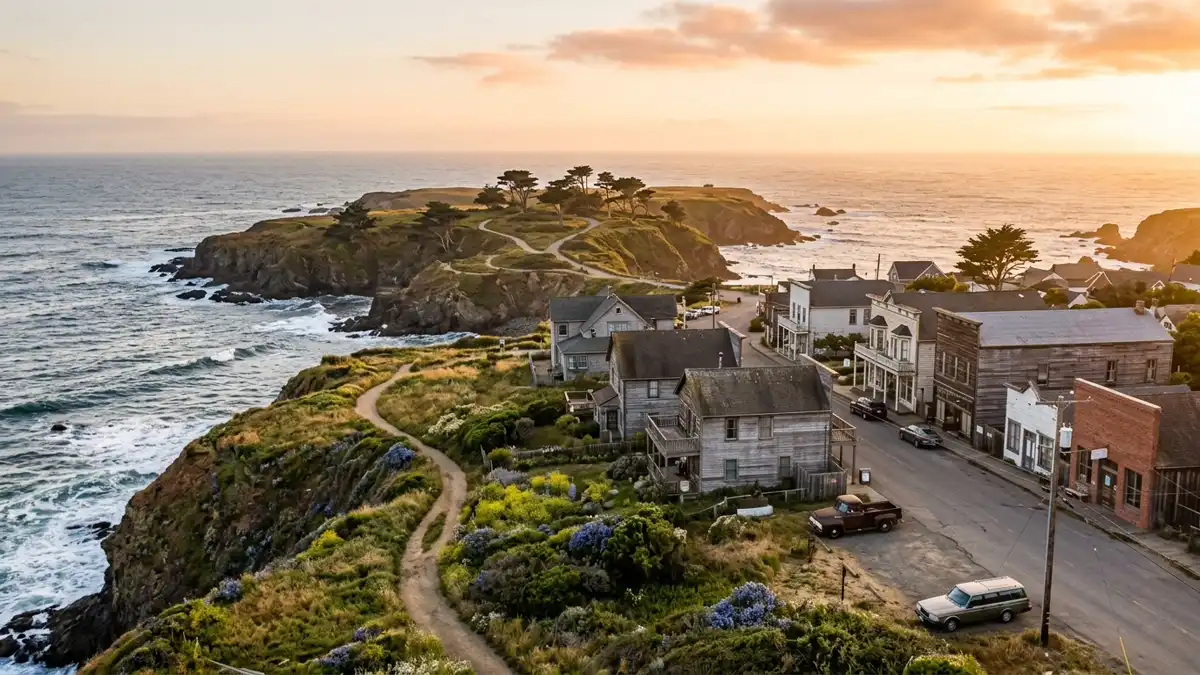 Public restroom locations mapped in Mendocino, California — 10 facilities across zip codes 95460