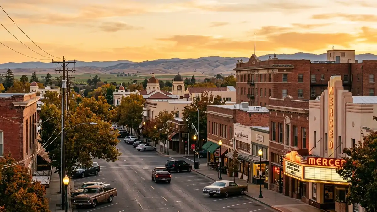 Public restroom locations mapped in Merced County, California — 41 facilities across zip codes 93635, 95301, 95324
