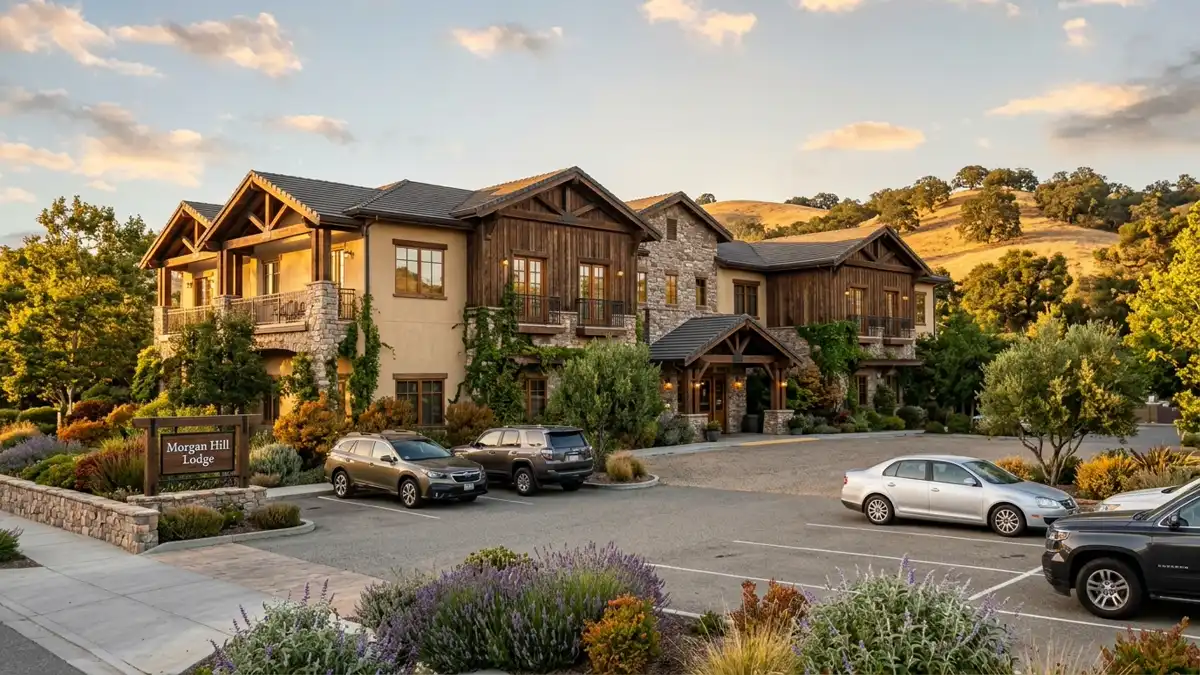 Hotels and accommodation options near mapped restrooms in Morgan Hill, California