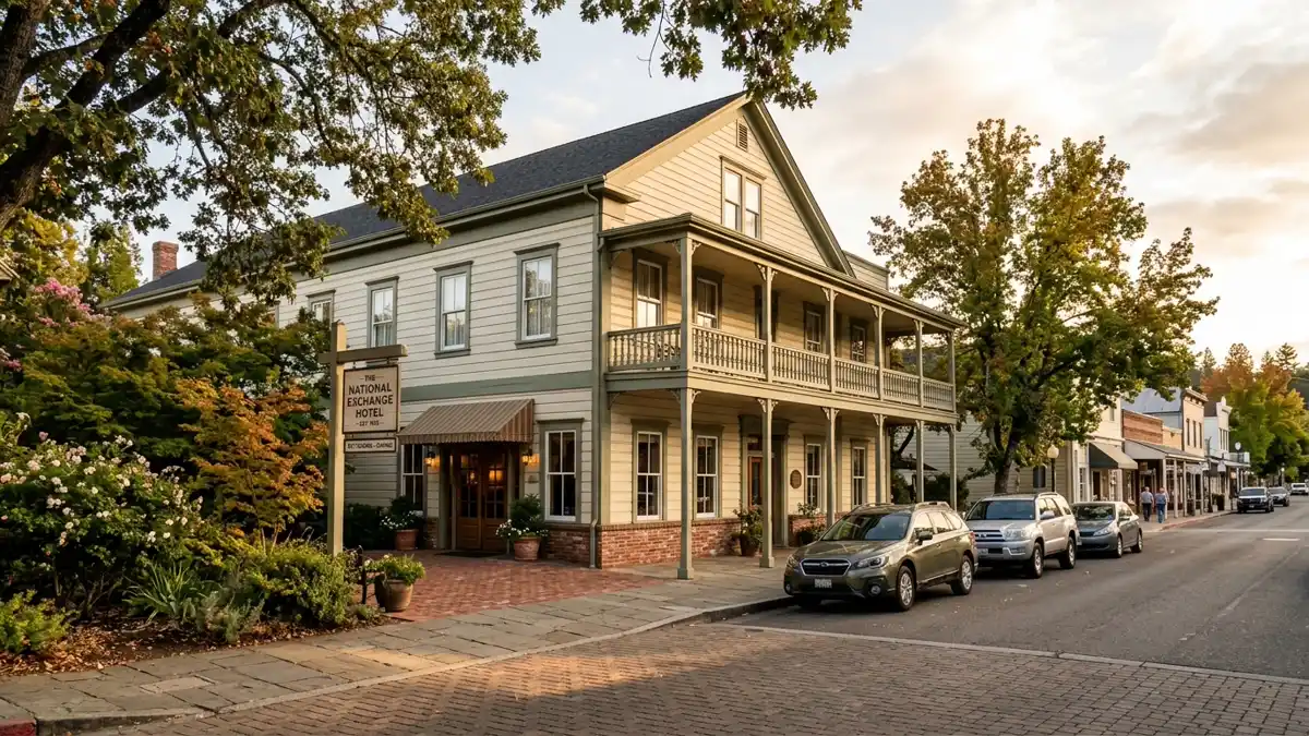 Hotels and accommodation options near mapped restrooms in Nevada City, California