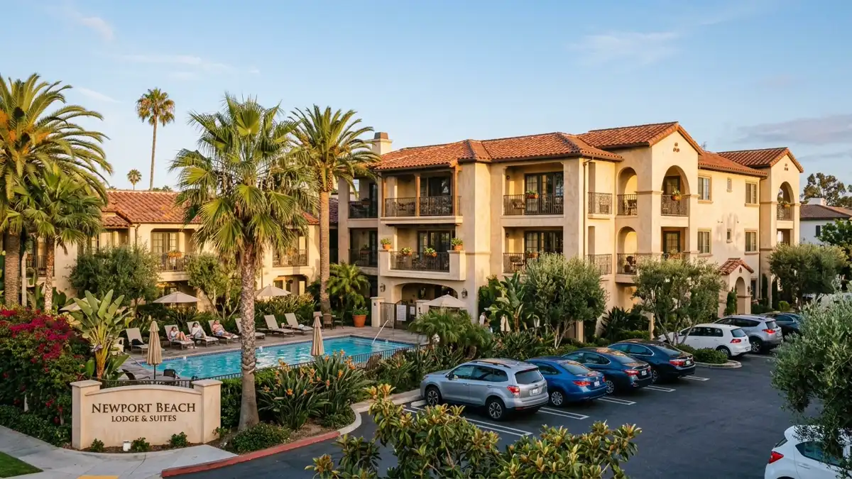 Hotels and accommodation options near mapped restrooms in Newport Beach, California