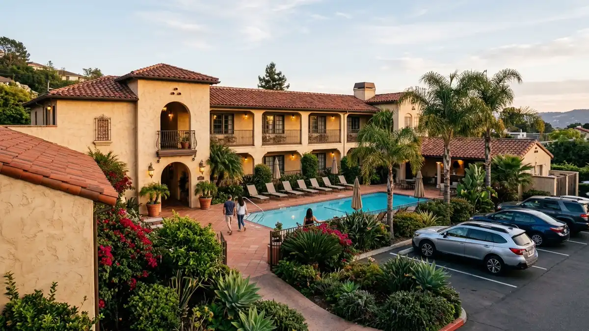 Hotels and accommodation options near mapped restrooms in Oakland, California