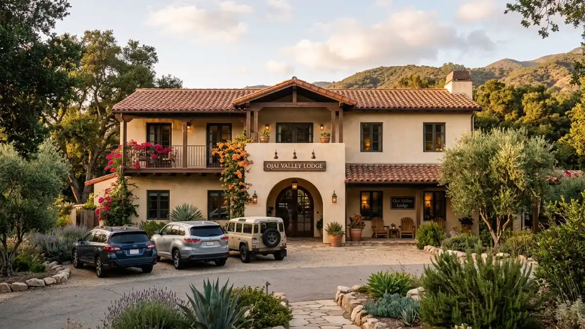 Hotels and accommodation options near mapped restrooms in Ojai, California