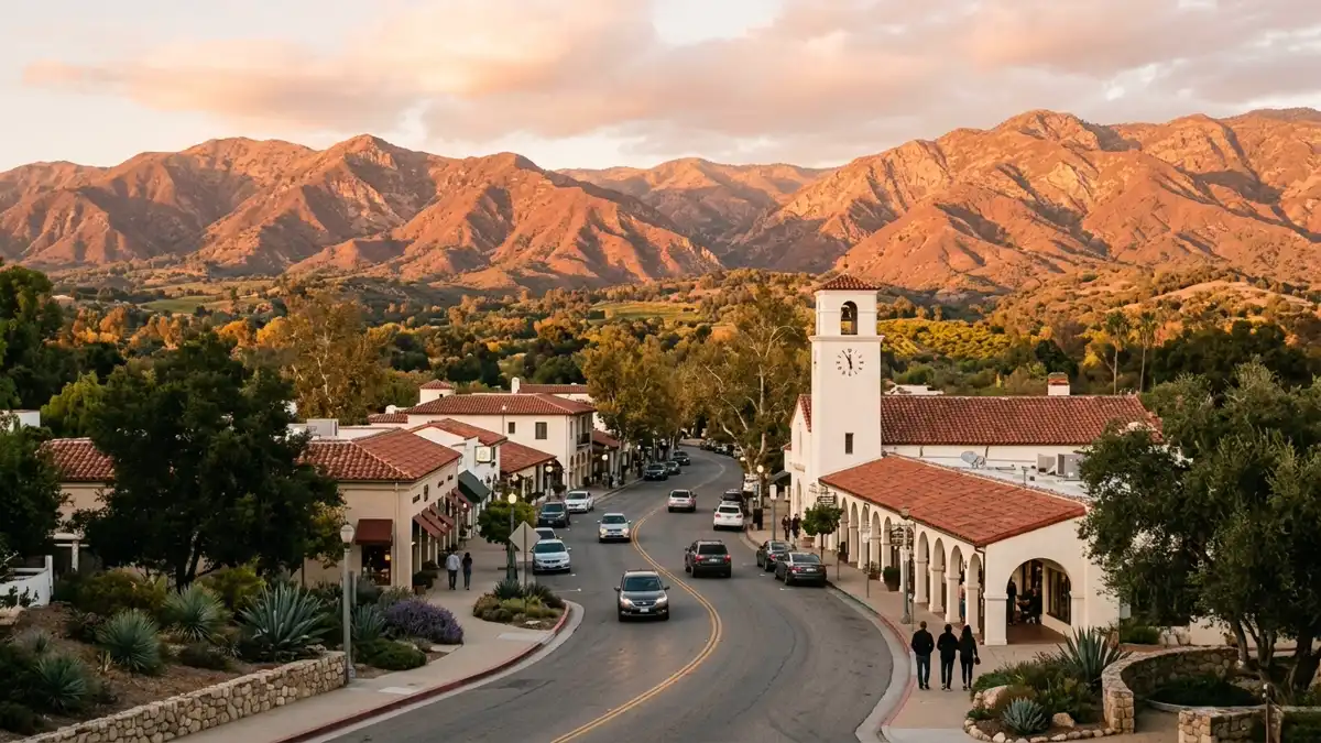 Public restroom locations mapped in Ojai, California — 44 facilities across zip codes 93023