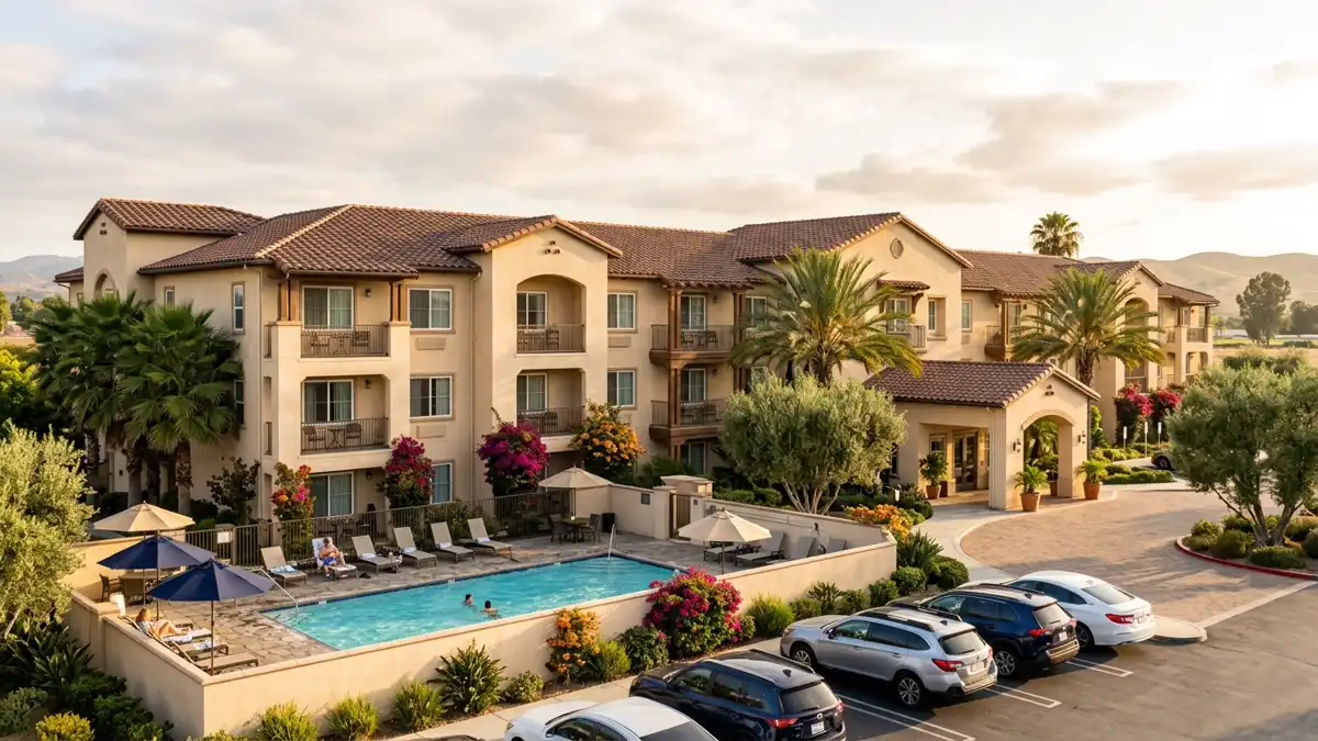 Hotels and accommodation options near mapped restrooms in Ontario, California