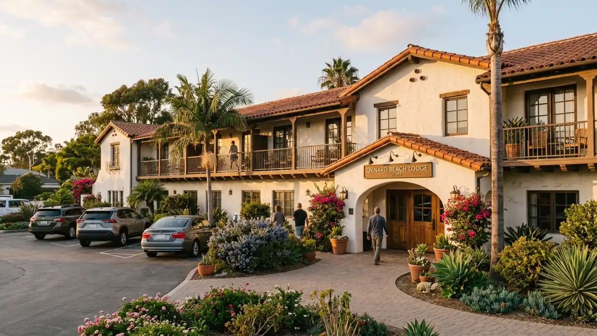 Hotels and accommodation options near mapped restrooms in Oxnard, California