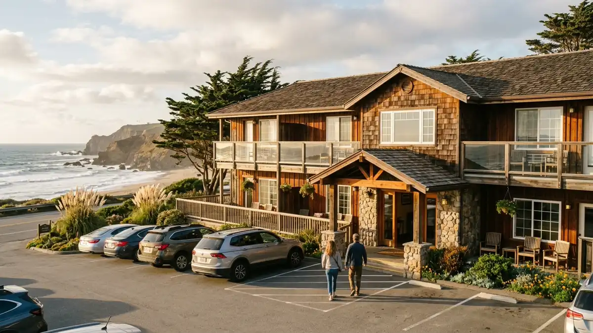 Hotels and accommodation options near mapped restrooms in Pacifica, California