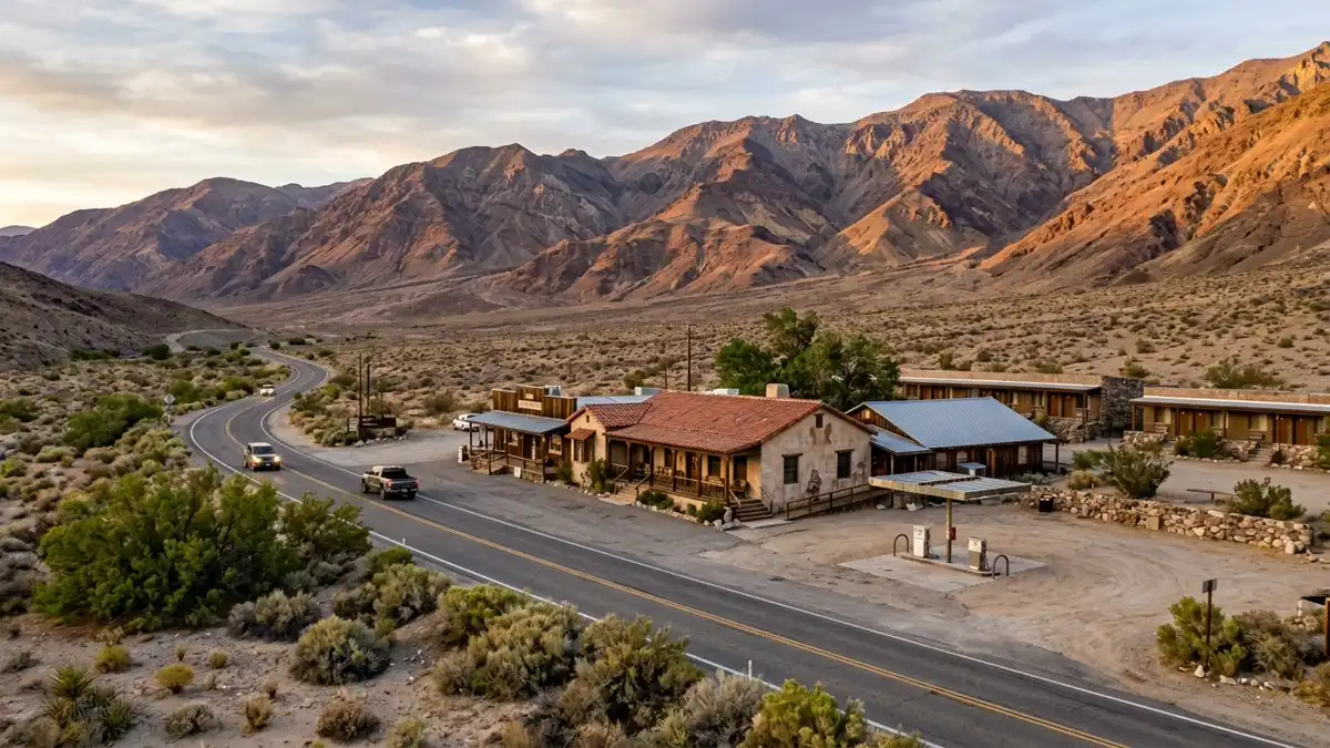 Public restroom locations mapped in Panamint Springs, California — 11 facilities across zip codes 93522, 93545