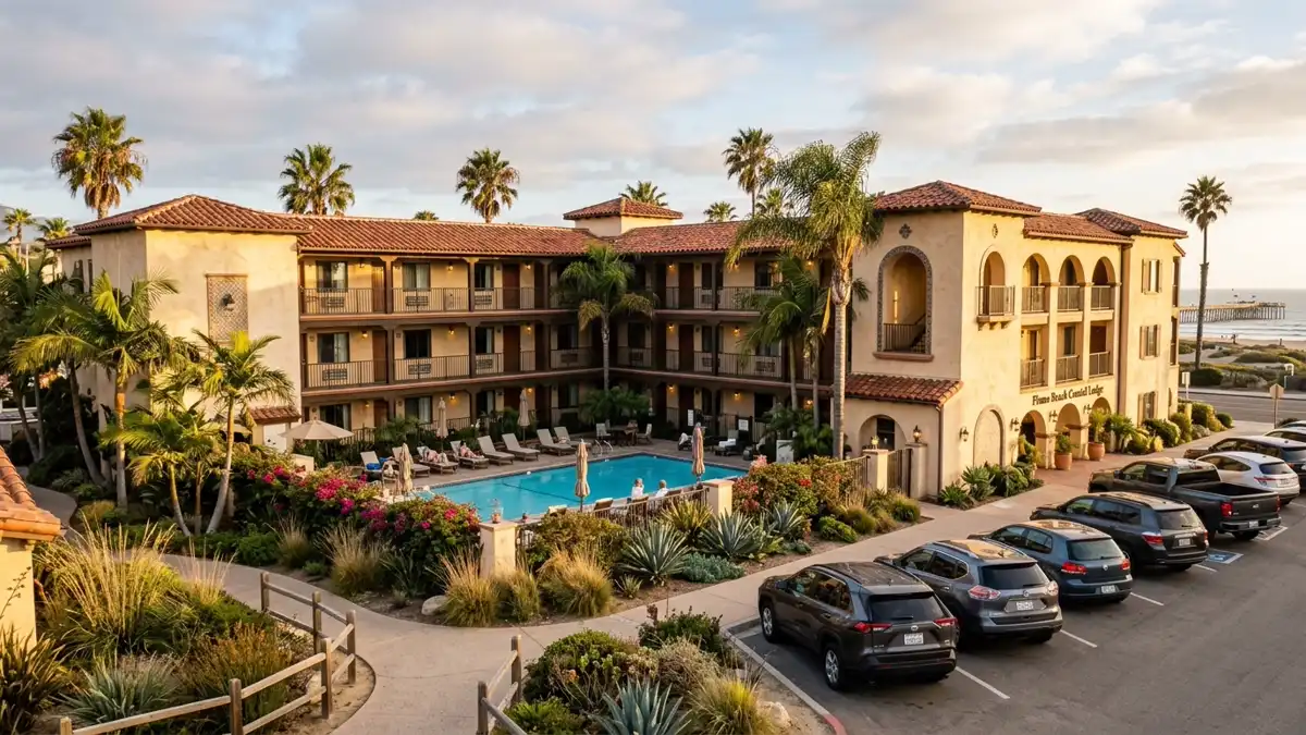 Hotels and accommodation options near mapped restrooms in Pismo Beach, California