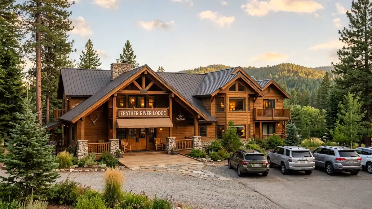 Hotels and accommodation options near mapped restrooms in Plumas County, California