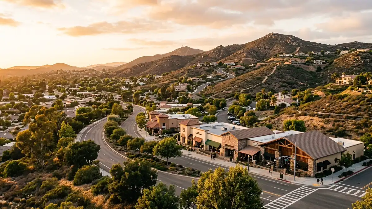 Public restroom locations mapped in Poway, California — 56 facilities across zip codes 92064, 92128
