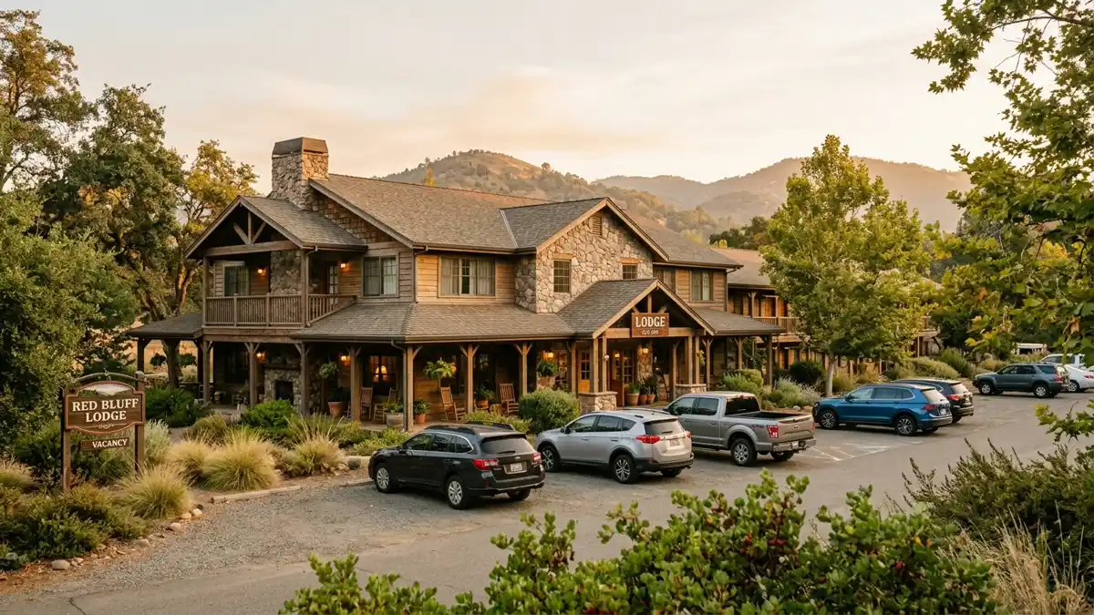 Hotels and accommodation options near mapped restrooms in Red Bluff, California