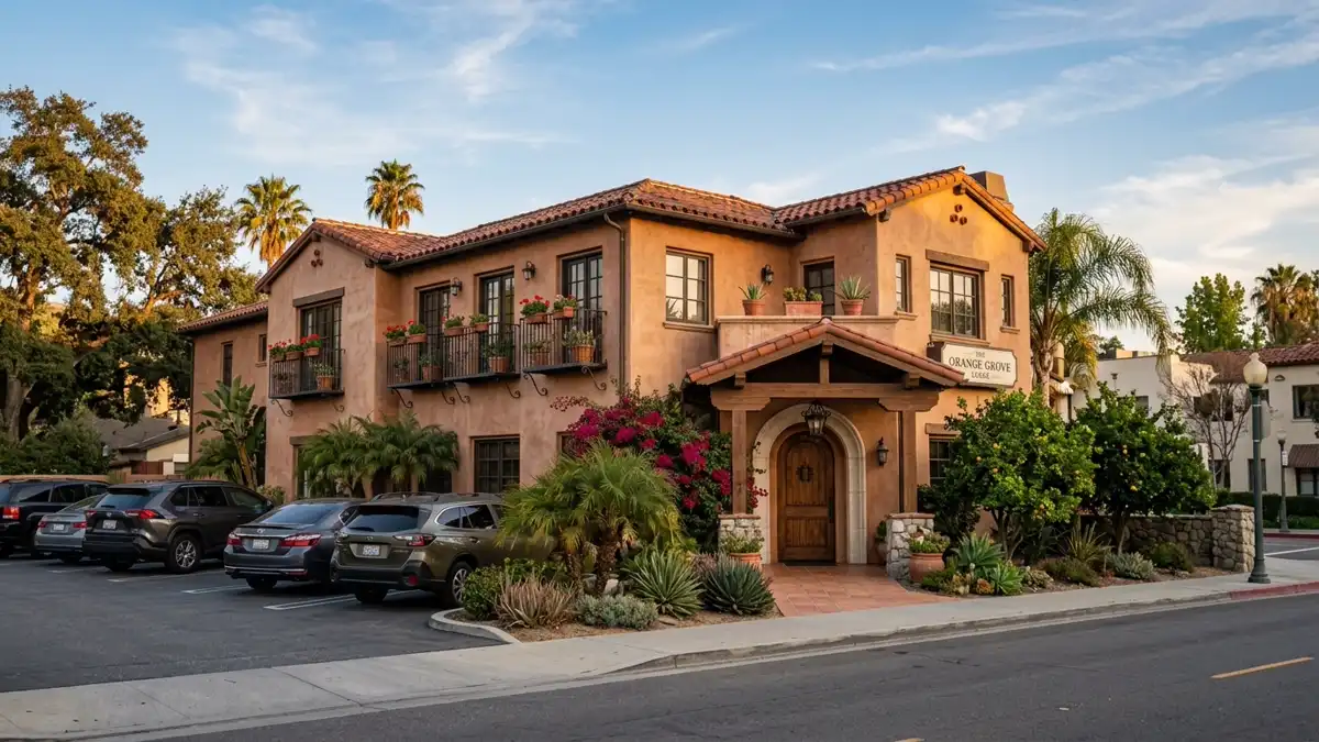 Hotels and accommodation options near mapped restrooms in Redlands, California