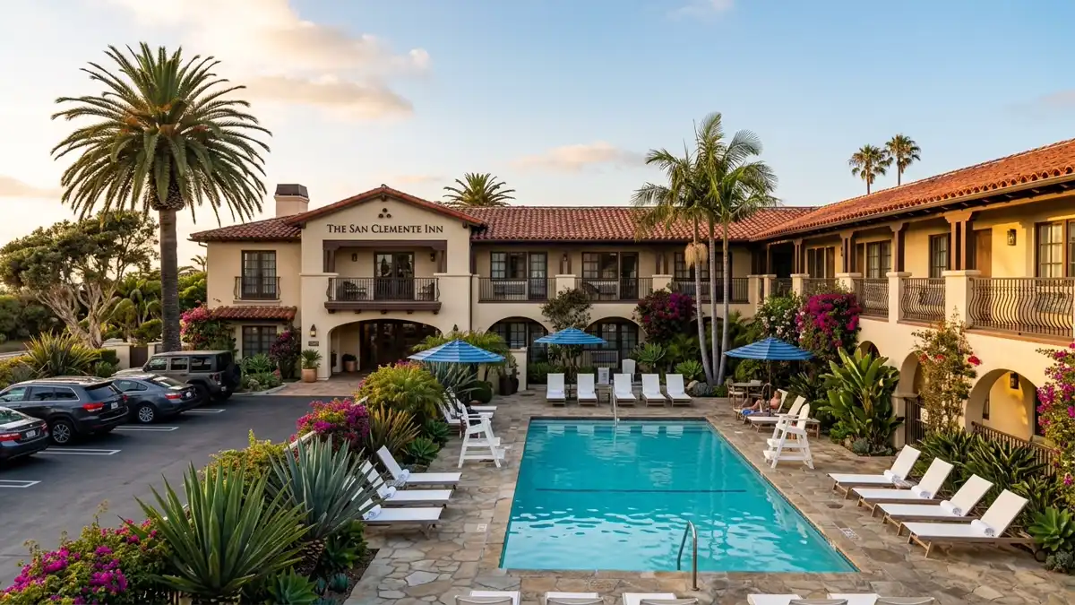 Hotels and accommodation options near mapped restrooms in San Clemente, California