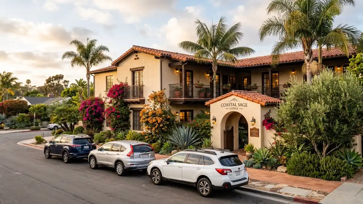 Hotels and accommodation options near mapped restrooms in San Diego, California