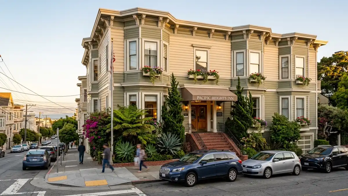Hotels and accommodation options near mapped restrooms in San Francisco, California