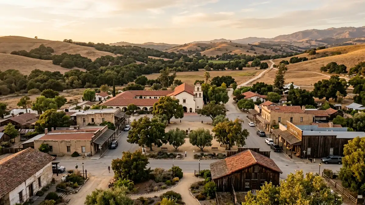 Public restroom locations mapped in San Juan Bautista, California — 8 facilities across zip codes 95045