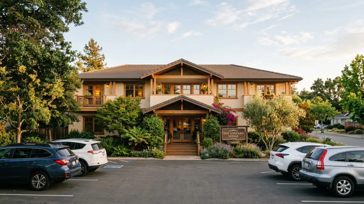 Hotels and accommodation options near mapped restrooms in San Lorenzo, California