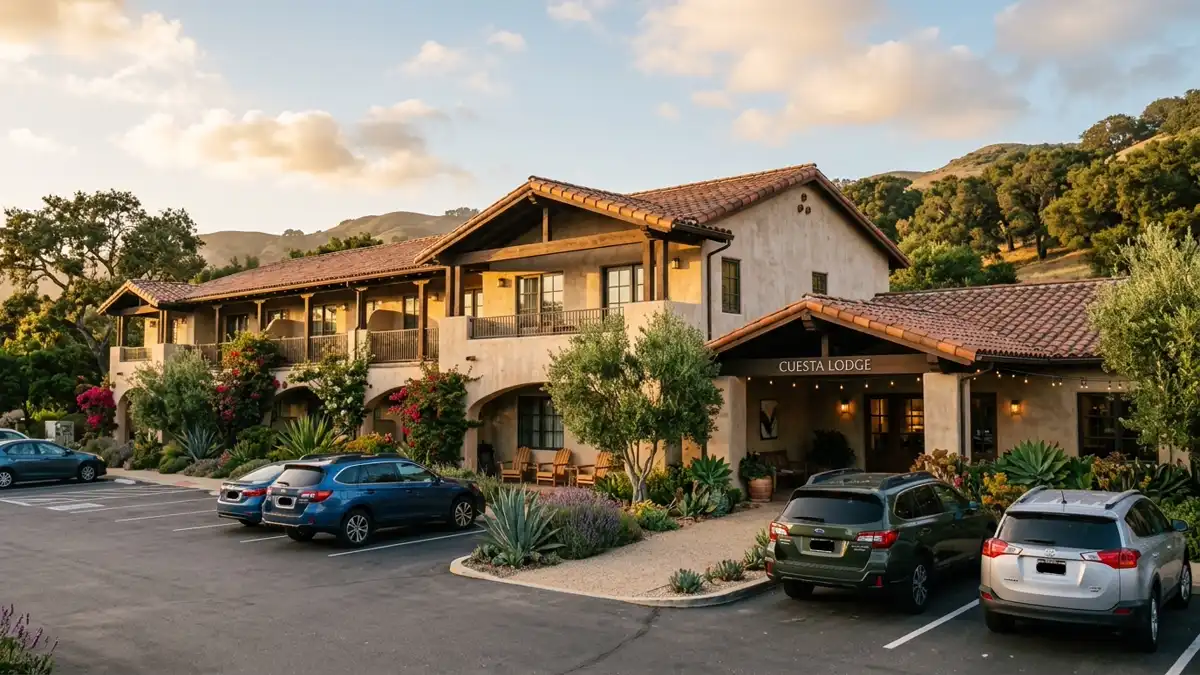 Hotels and accommodation options near mapped restrooms in San Luis Obispo County, California
