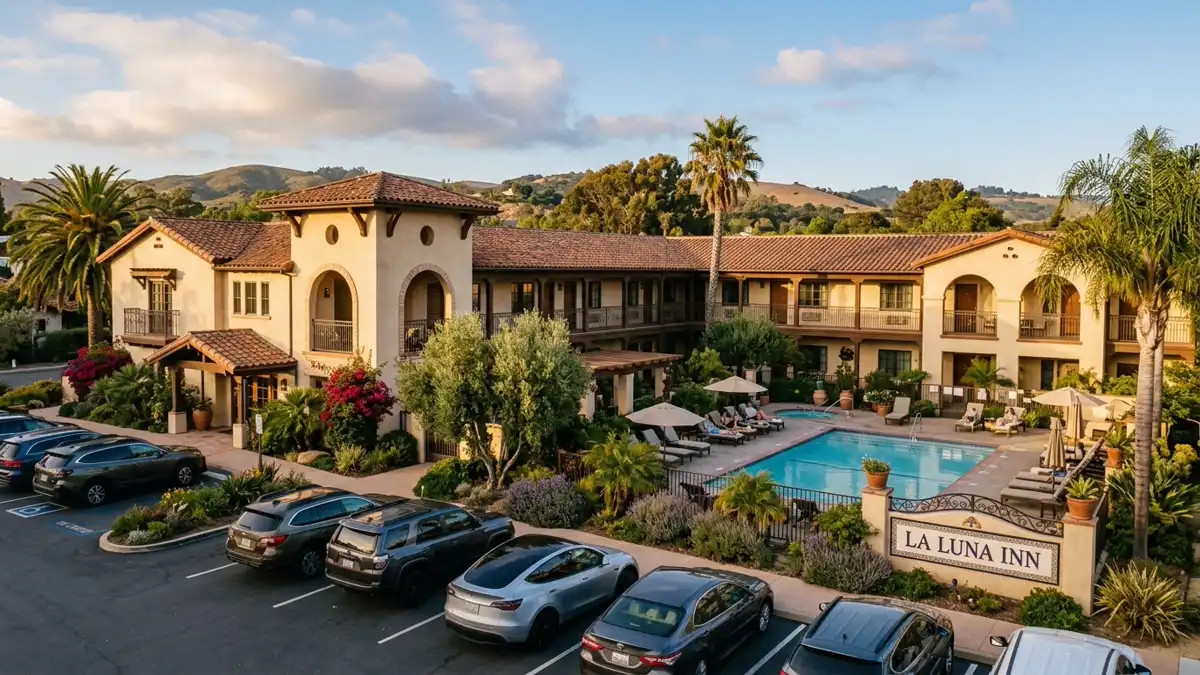 Hotels and accommodation options near mapped restrooms in San Luis Obispo, California