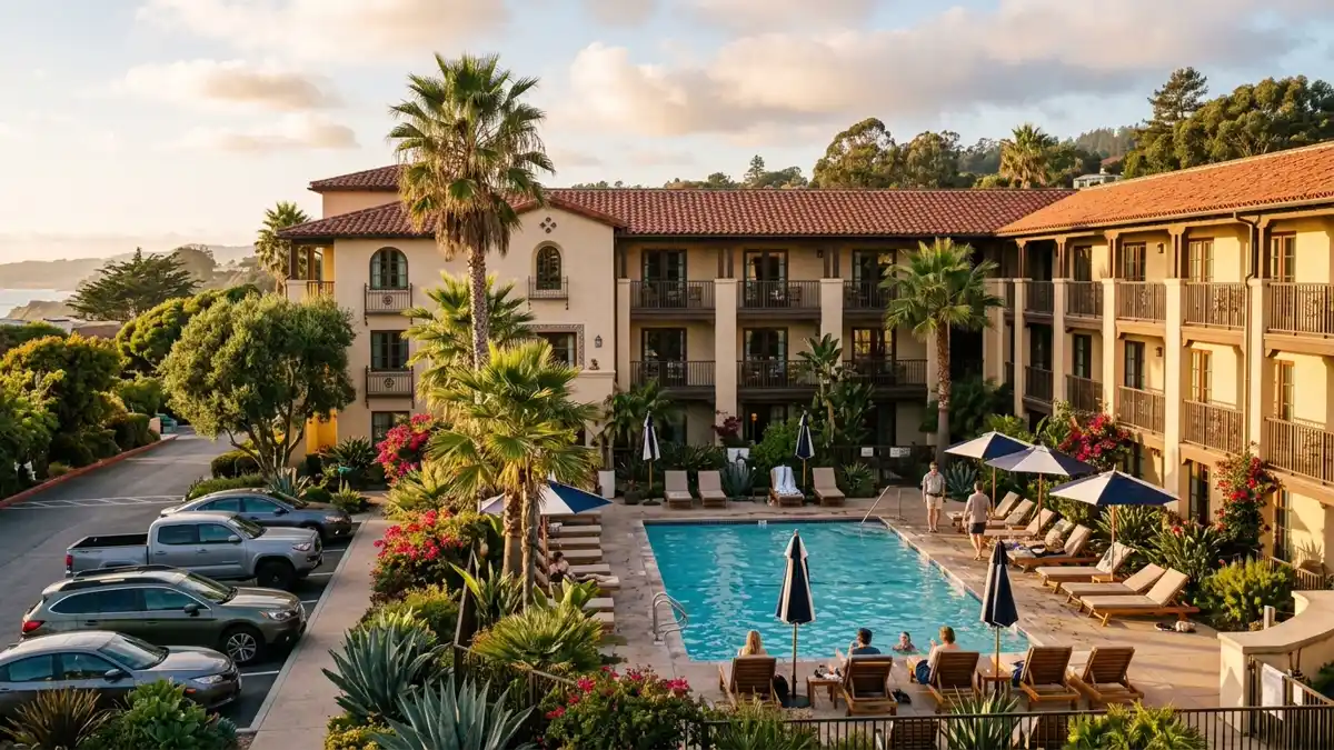 Hotels and accommodation options near mapped restrooms in Santa Cruz, California