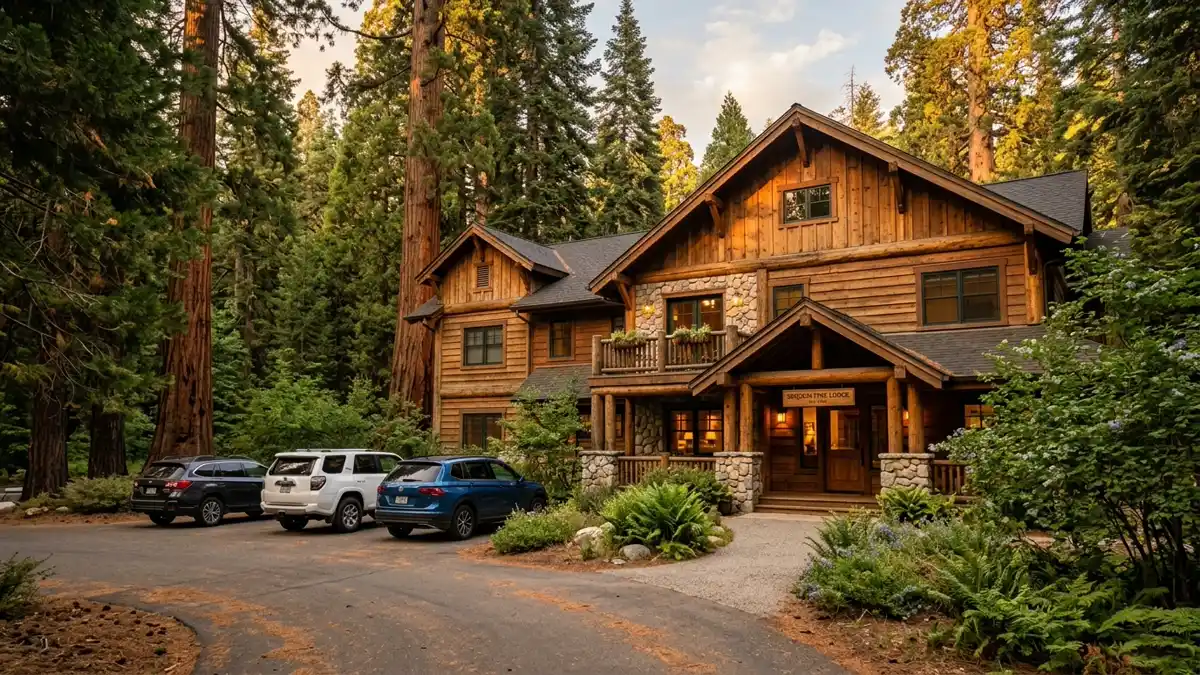 Hotels and accommodation options near mapped restrooms in Sequoia, California