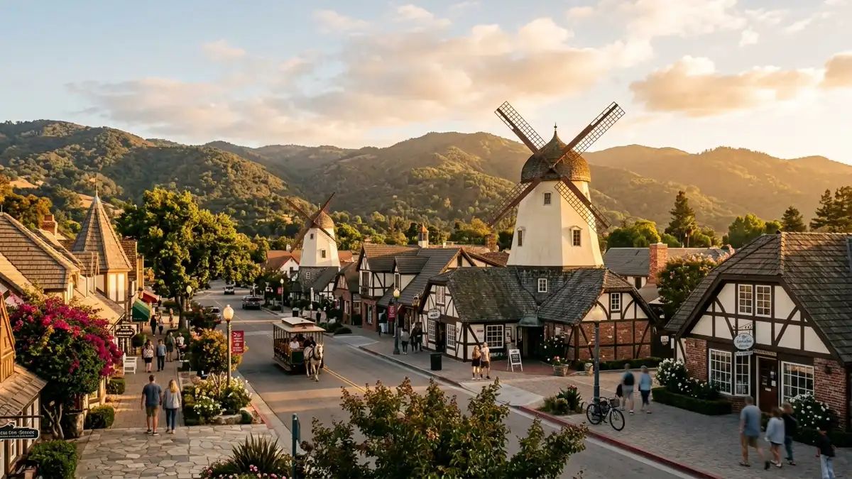 Public restroom locations mapped in Solvang, California — 24 facilities across zip codes 93463, 93464