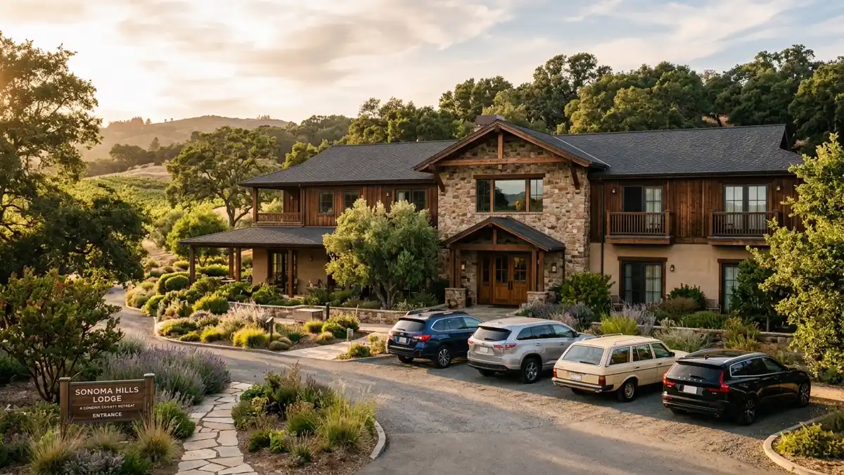 Hotels and accommodation options near mapped restrooms in Sonoma County, California
