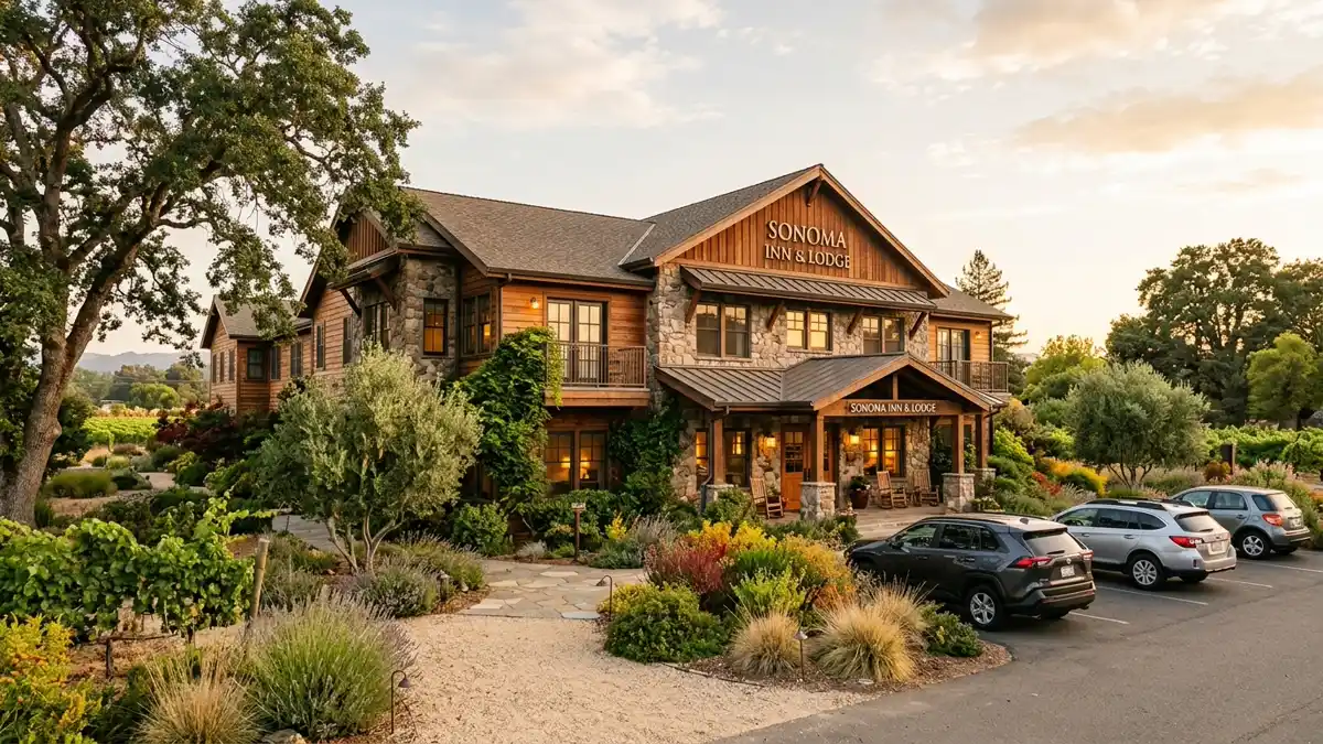 Hotels and accommodation options near mapped restrooms in Sonoma, California