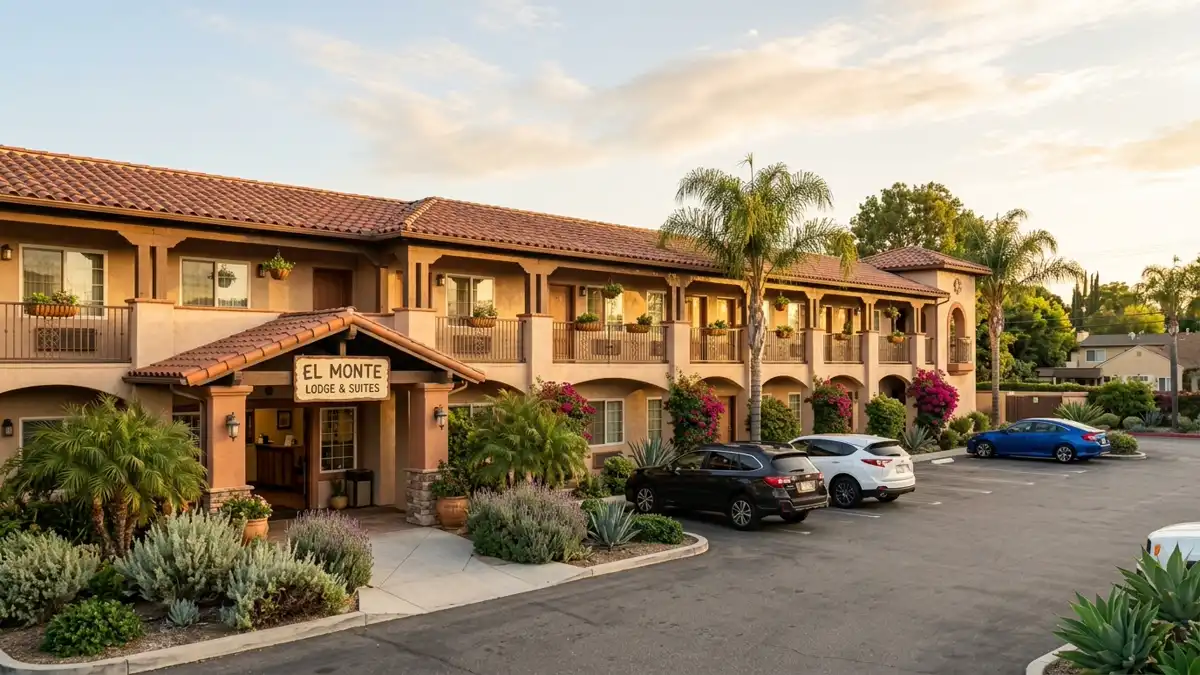 Hotels and accommodation options near mapped restrooms in South El Monte, California