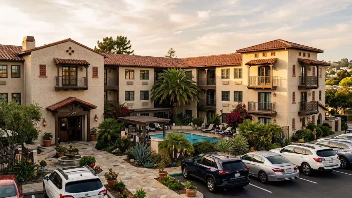 Hotels and accommodation options near mapped restrooms in South San Francisco, California