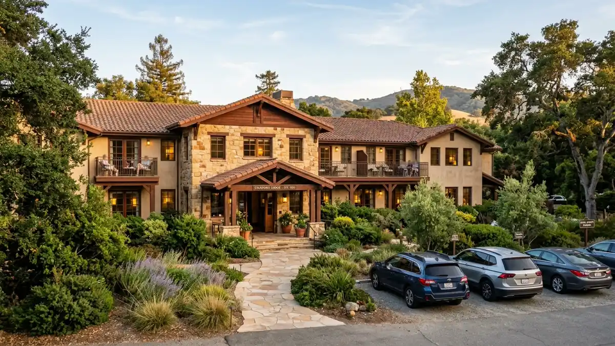 Hotels and accommodation options near mapped restrooms in Stanford, California