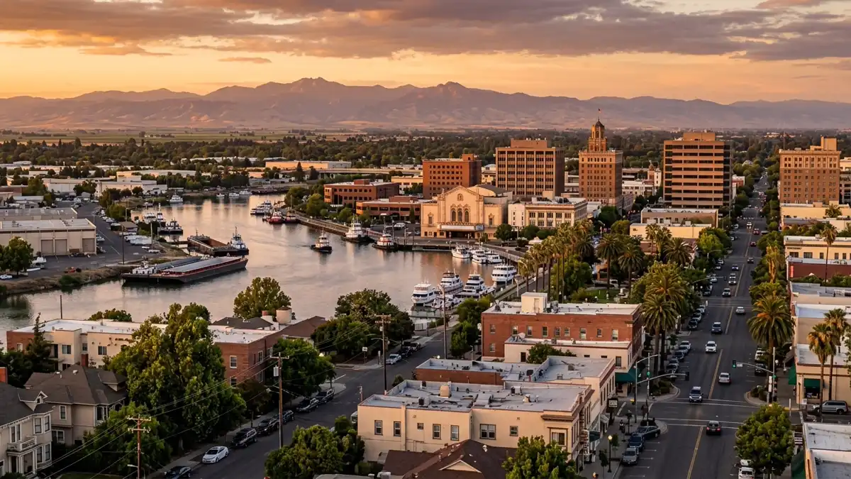 Public restroom locations mapped in Stockton, California — 38 facilities across zip codes 95204, 95207, 95210