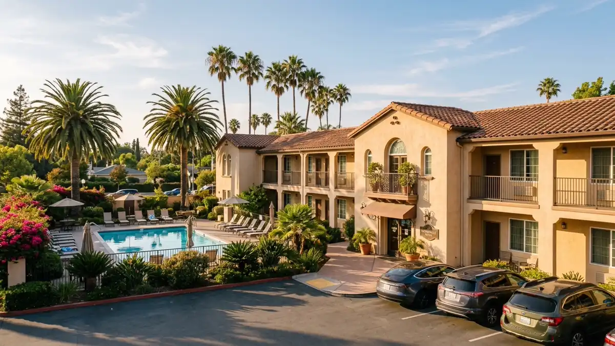 Hotels and accommodation options near mapped restrooms in Sunnyvale, California