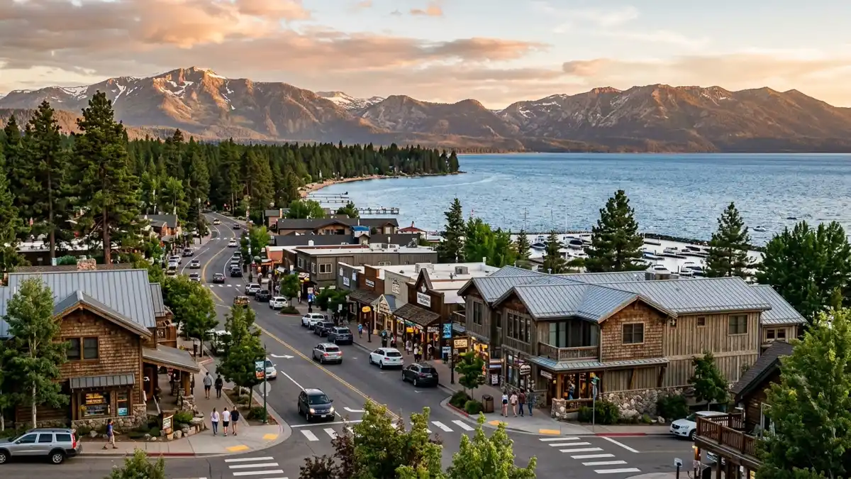 Public restroom locations mapped in Tahoe City, California — 10 facilities across zip codes 96145