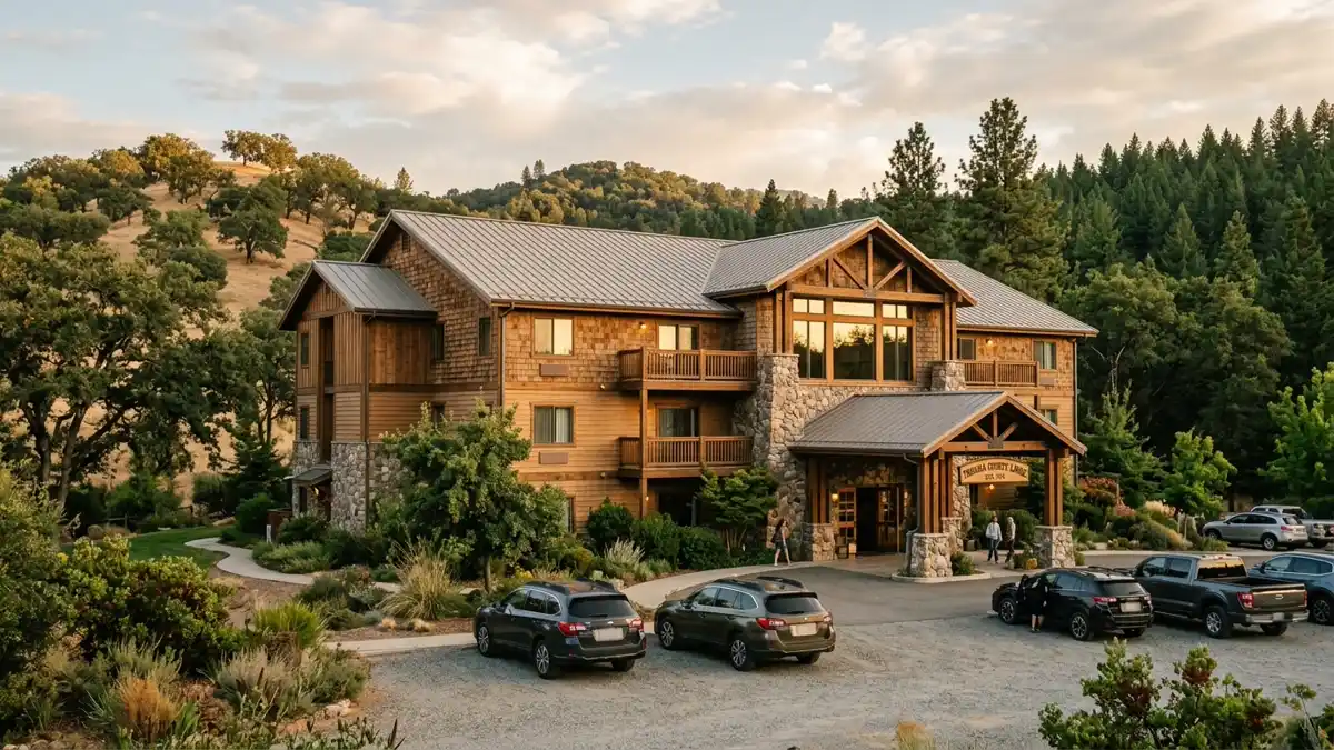 Hotels and accommodation options near mapped restrooms in Tehama County, California