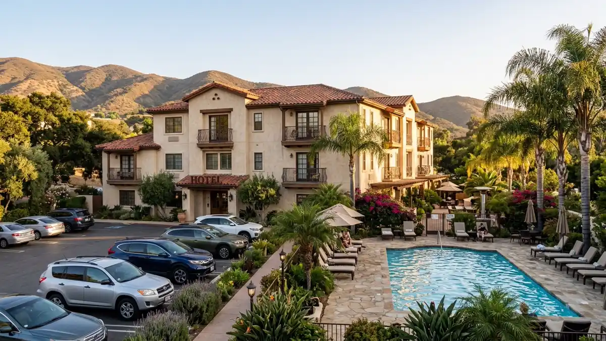 Hotels and accommodation options near mapped restrooms in Thousand Oaks, California