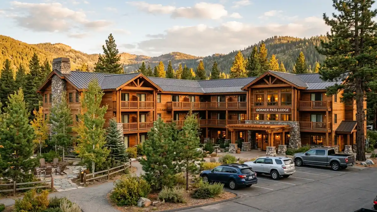 Hotels and accommodation options near mapped restrooms in Truckee, California