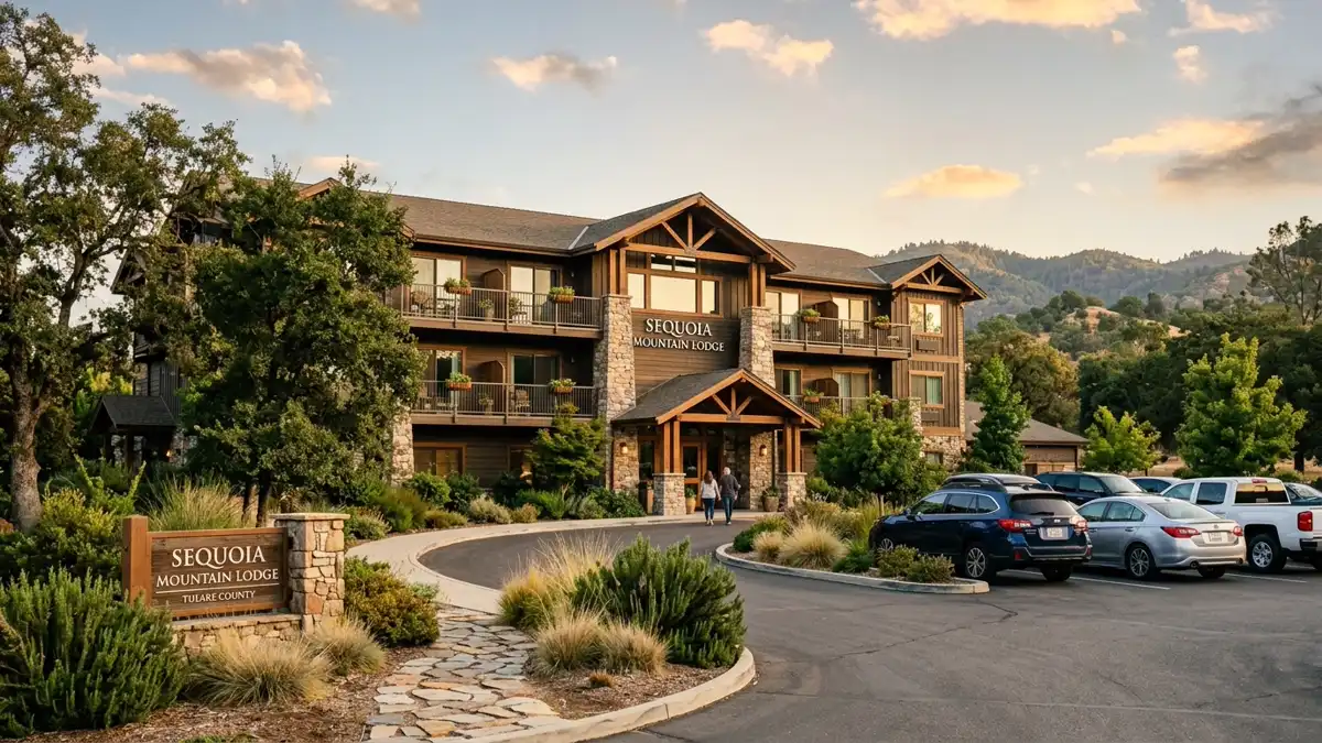 Hotels and accommodation options near mapped restrooms in Tulare County, California