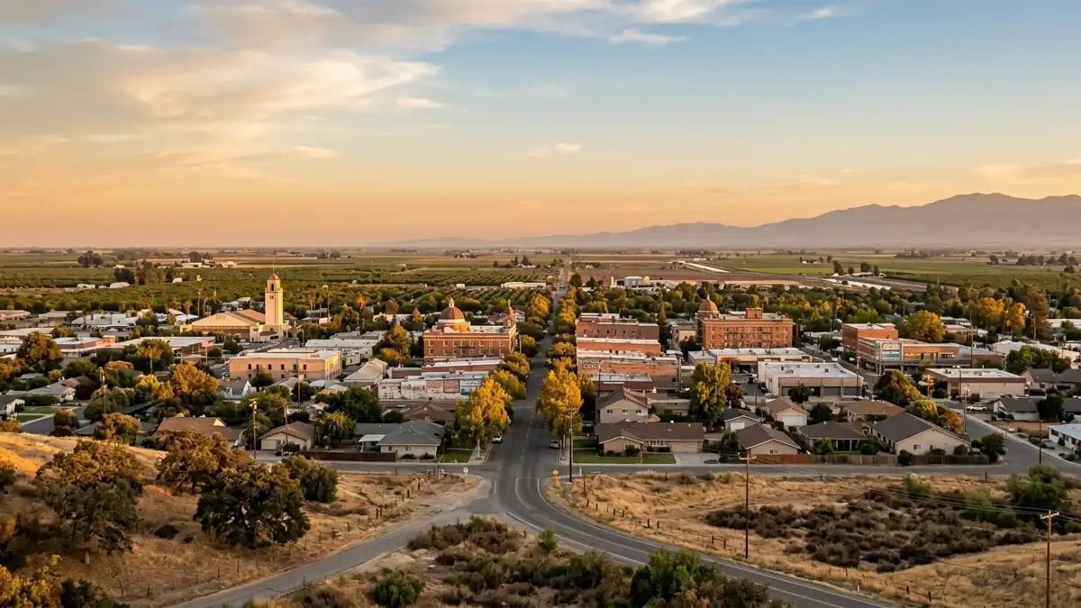 Public restroom locations mapped in Tulare, California — 8 facilities across zip codes 93274
