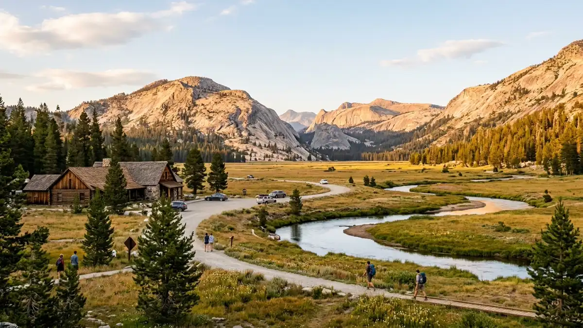 Public restroom locations mapped in Tuolumne Meadows, California — 16 facilities across the city