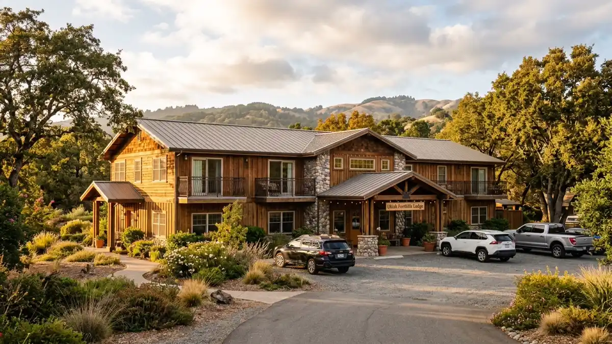 Hotels and accommodation options near mapped restrooms in Ukiah, California