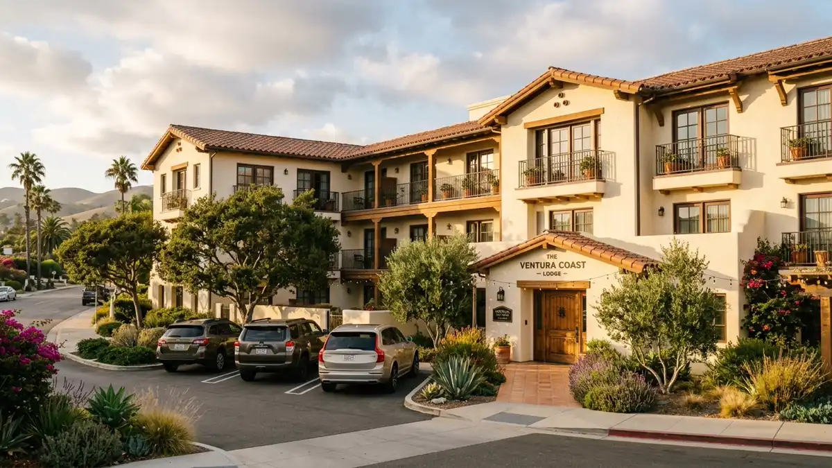 Hotels and accommodation options near mapped restrooms in Ventura County, California