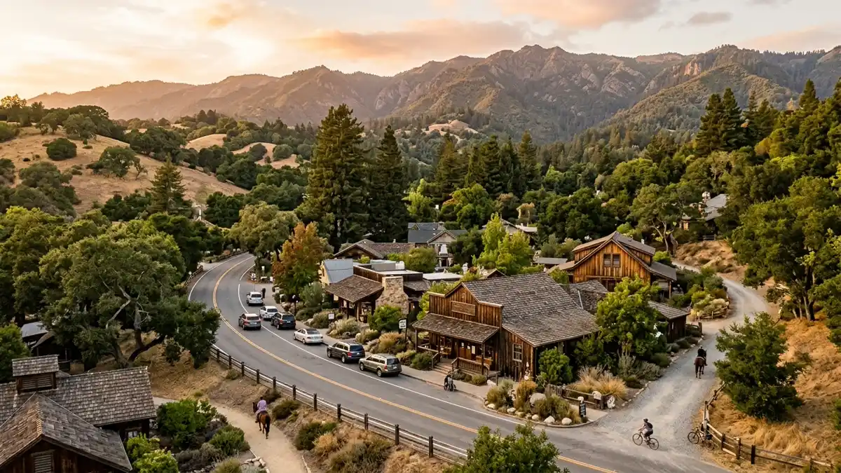Public restroom locations mapped in Woodside, California — 11 facilities across zip codes 94020, 94062