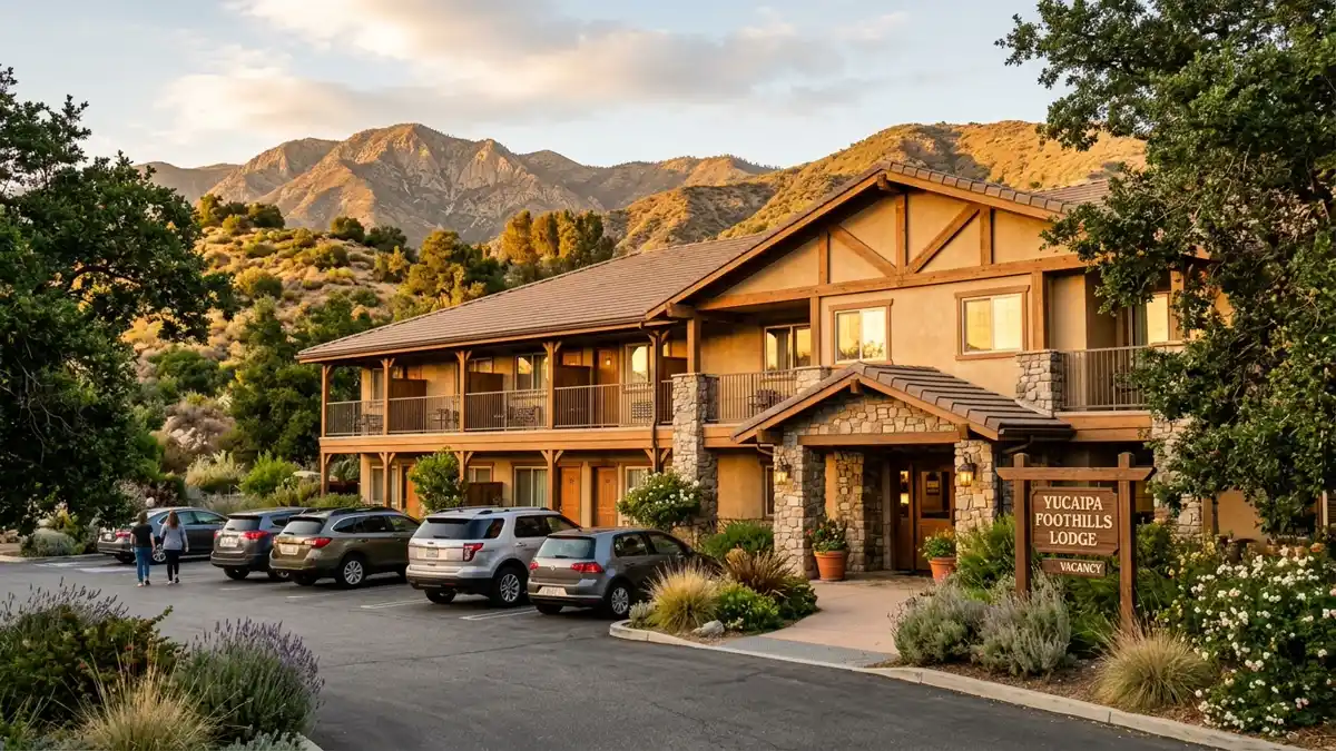 Hotels and accommodation options near mapped restrooms in Yucaipa, California