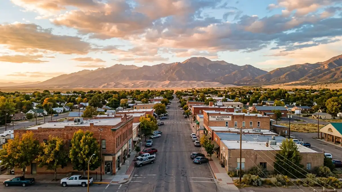 Public restroom locations mapped in Alamosa County, Colorado — 44 facilities across the city