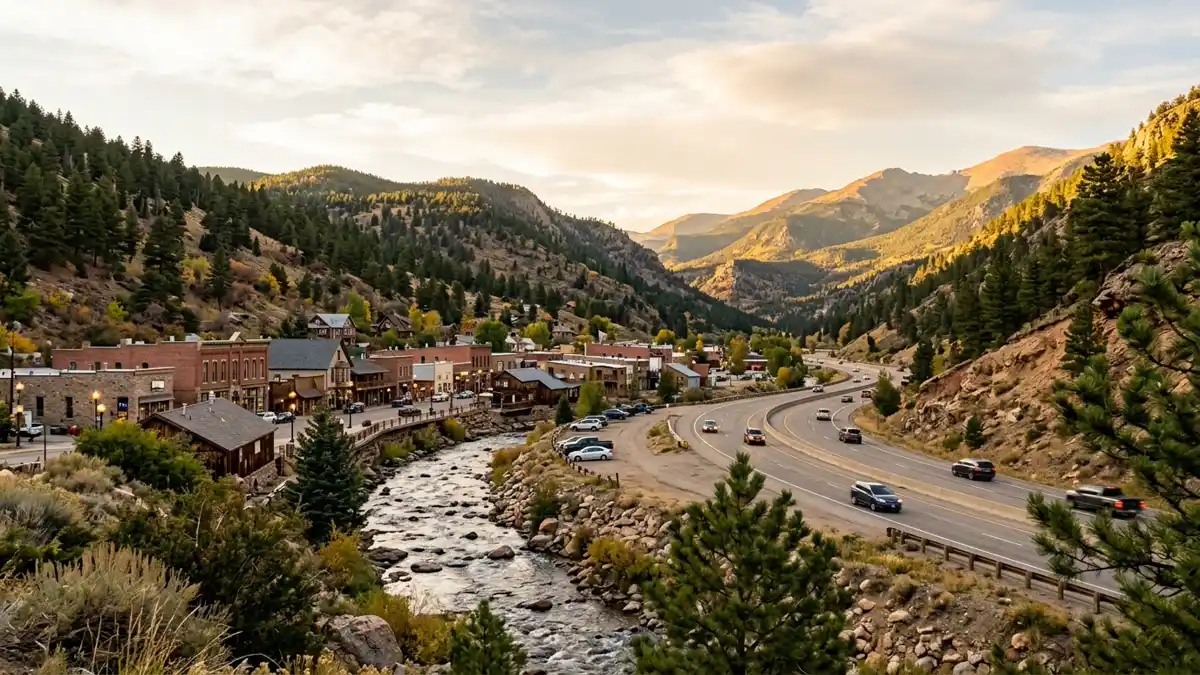 Public restroom locations mapped in Clear Creek County, Colorado — 59 facilities across zip codes 80254, 80438, 80444