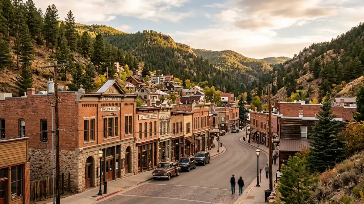 Public restroom locations mapped in Gilpin County, Colorado — 24 facilities across zip codes 80402, 80403, 80422